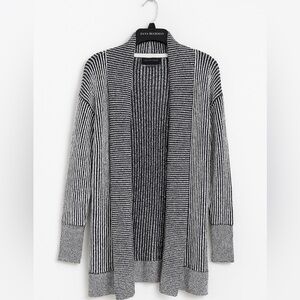 Tahari Navy & White Striped Open Front Cardigan XS Work Weekend Casual Layering